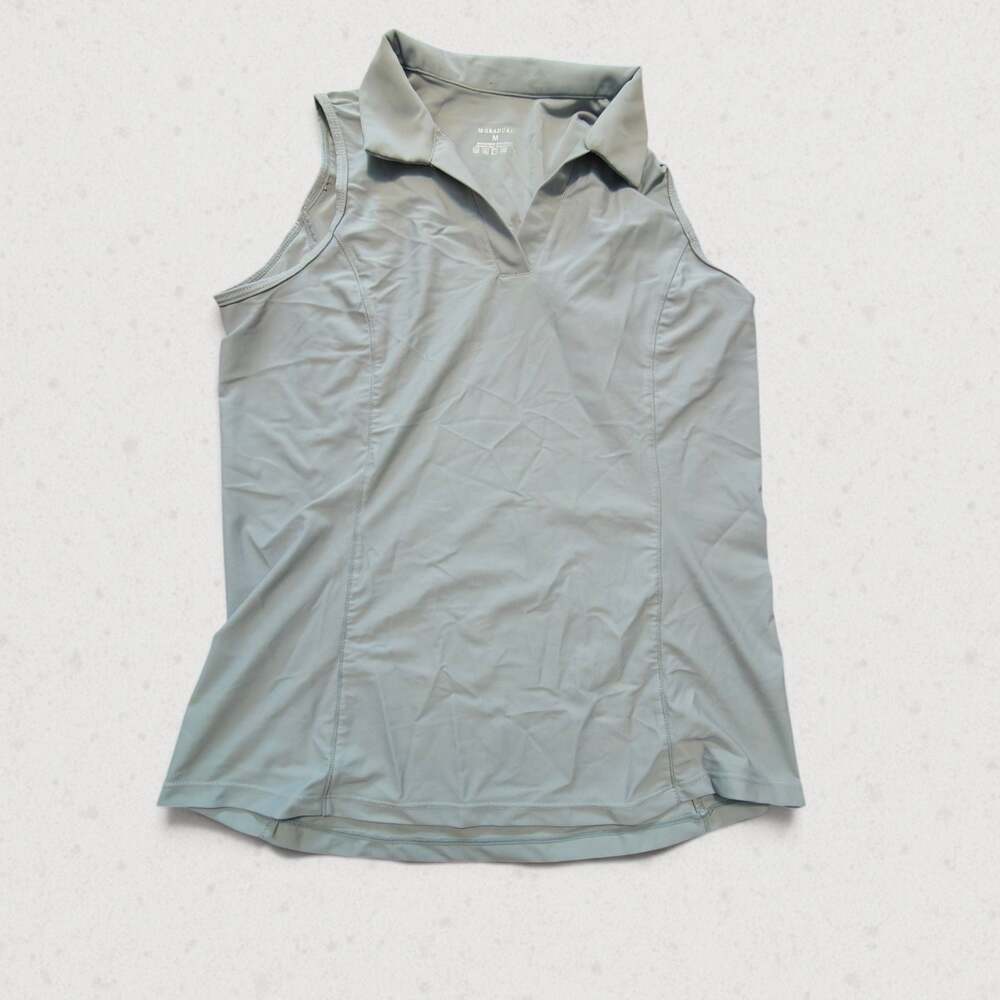 G Gradual Golf Polo Shirt Womens Medium Light Grey Sleeveless Quick Dry Tennis